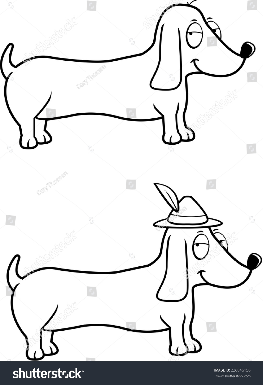 SVG of A happy cartoon Dachshund dog with an Oktoberfest hat on. svg