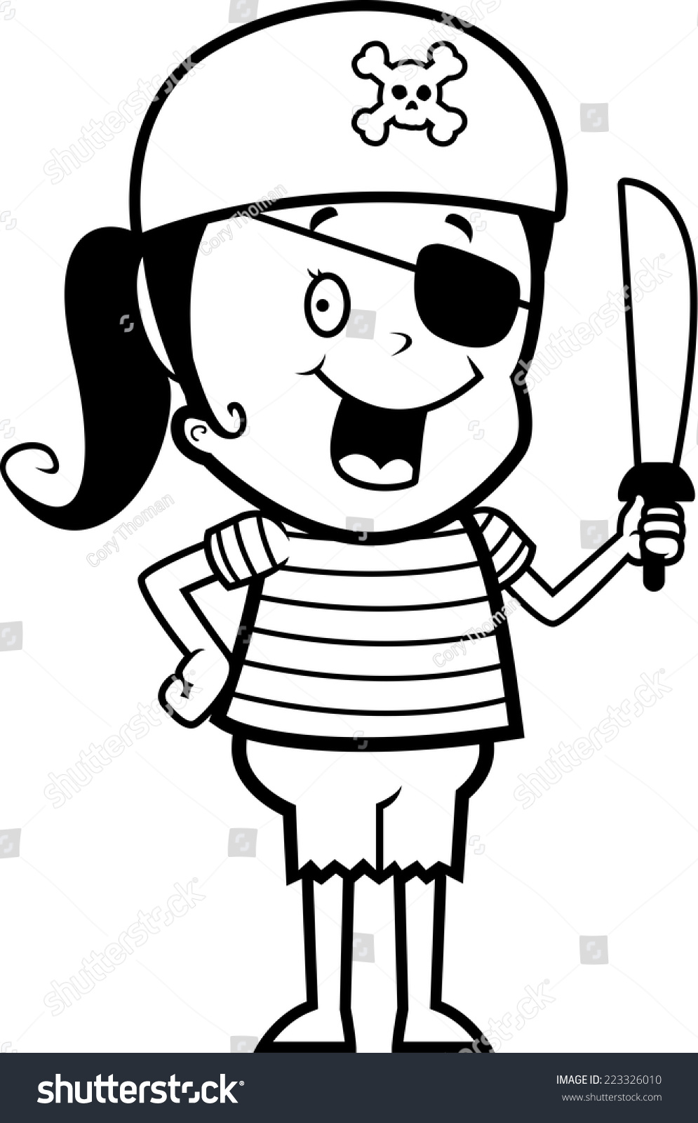 Happy Cartoon Pirate Girl Sword Stock Vector Royalty Free 223326010 Shutterstock 7198