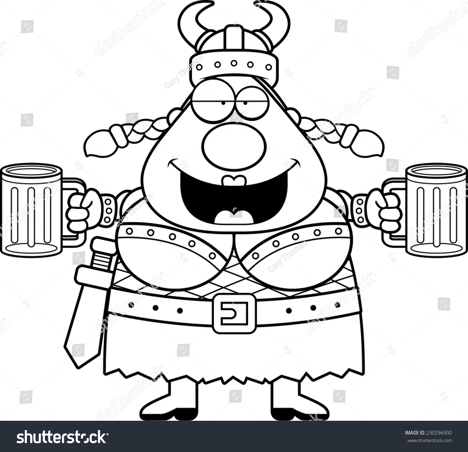 Happy Cartoon Viking Valkyrie Drunk Smiling Stock Vector (Royalty Free ...