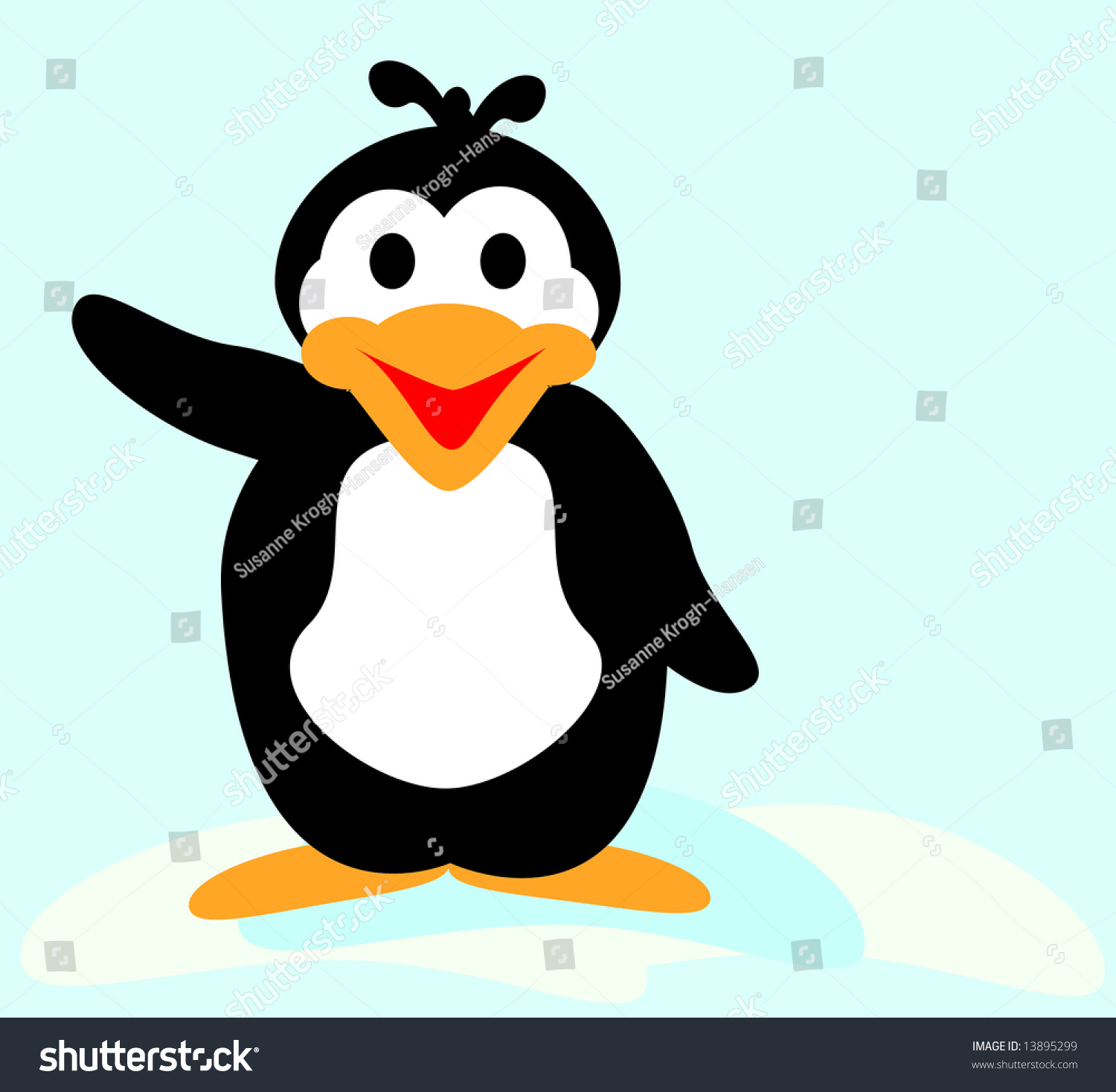 Happy Waving Penguin Stock Vector 13895299 - Shutterstock