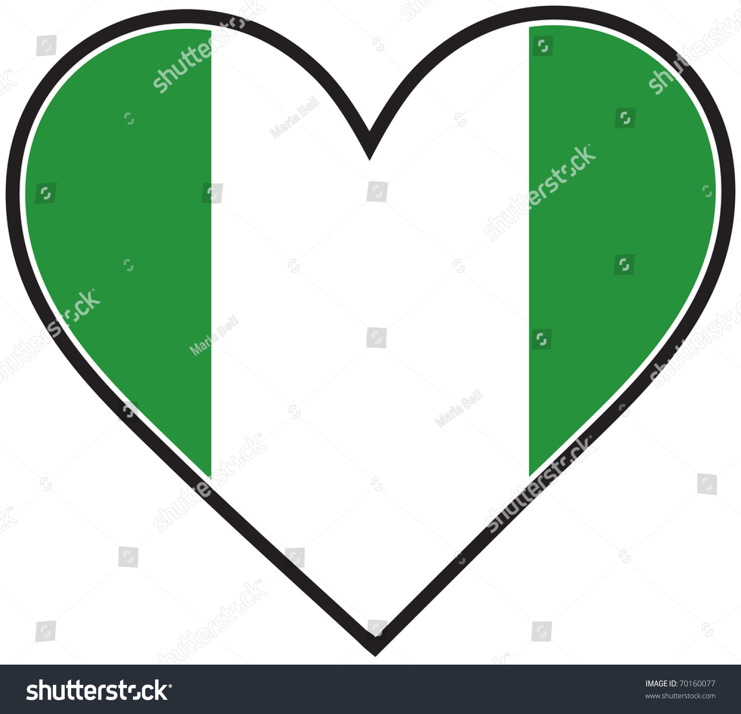 Heart Nigerian Flag Stock Vector 70160077 - Shutterstock