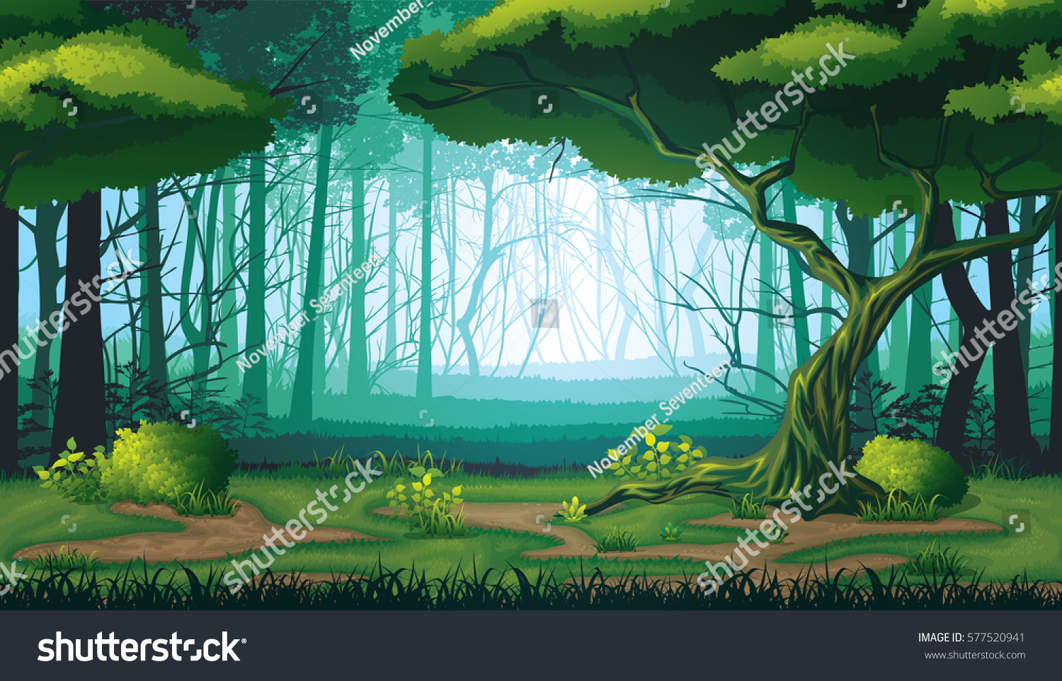 High Quality Horizontal Seamless Background Landscape Stock Vector