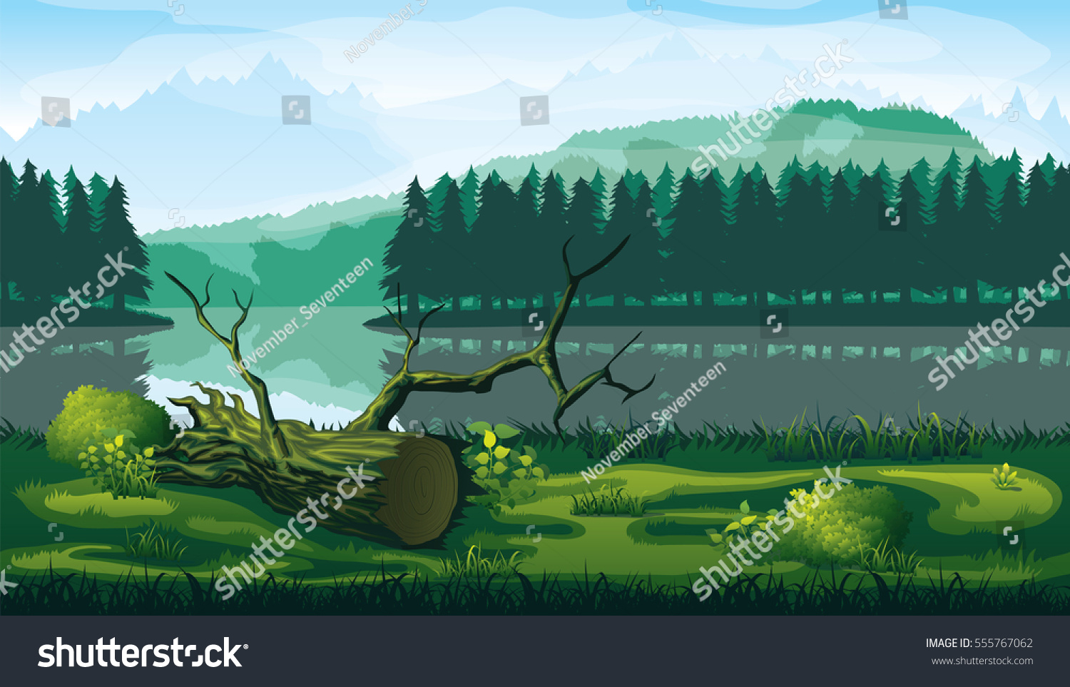High Quality Horizontal Seamless Background Landscape Stock Vector