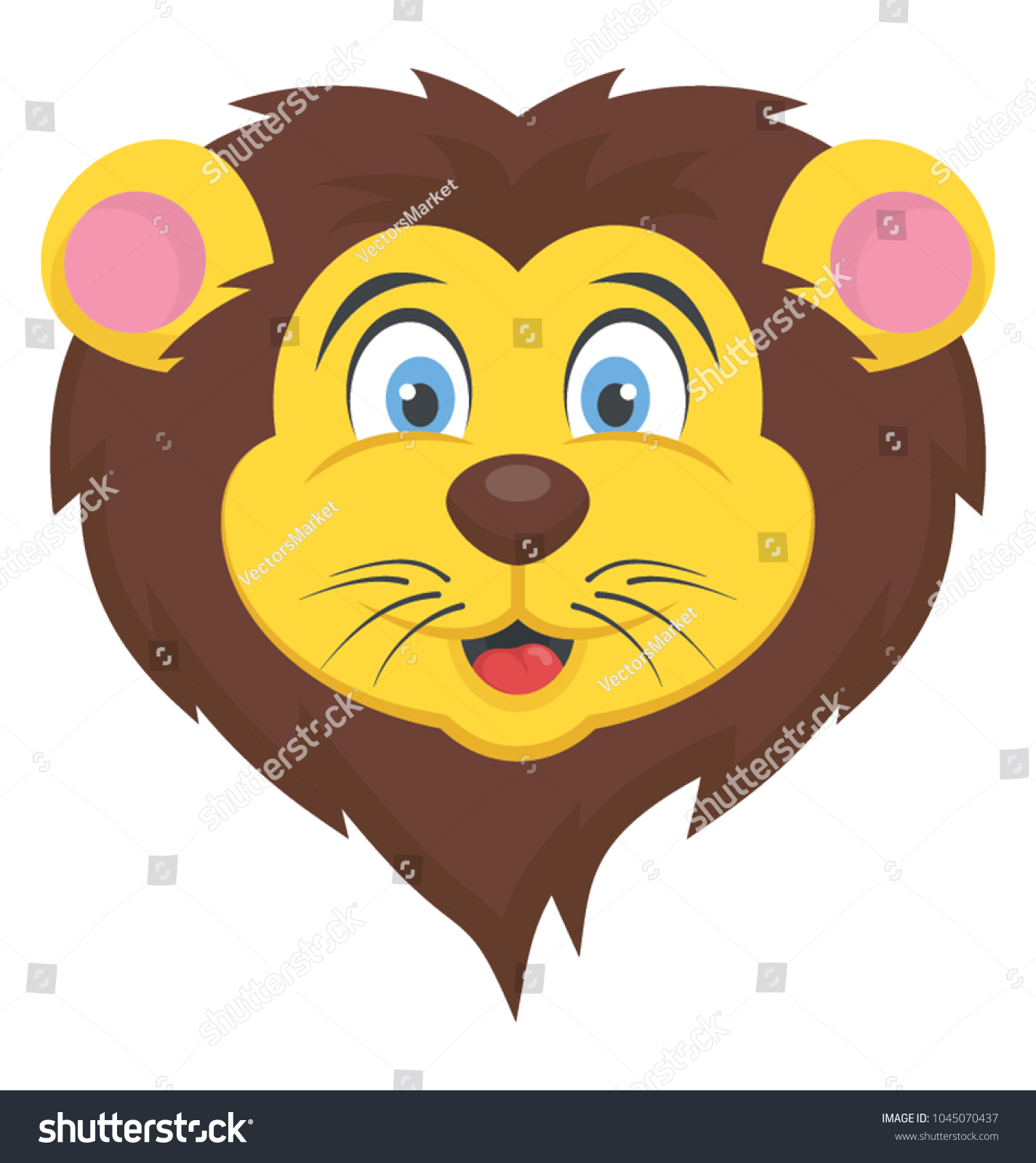 King Jungle Animal Lion Face Animals Wildlife Stock Image