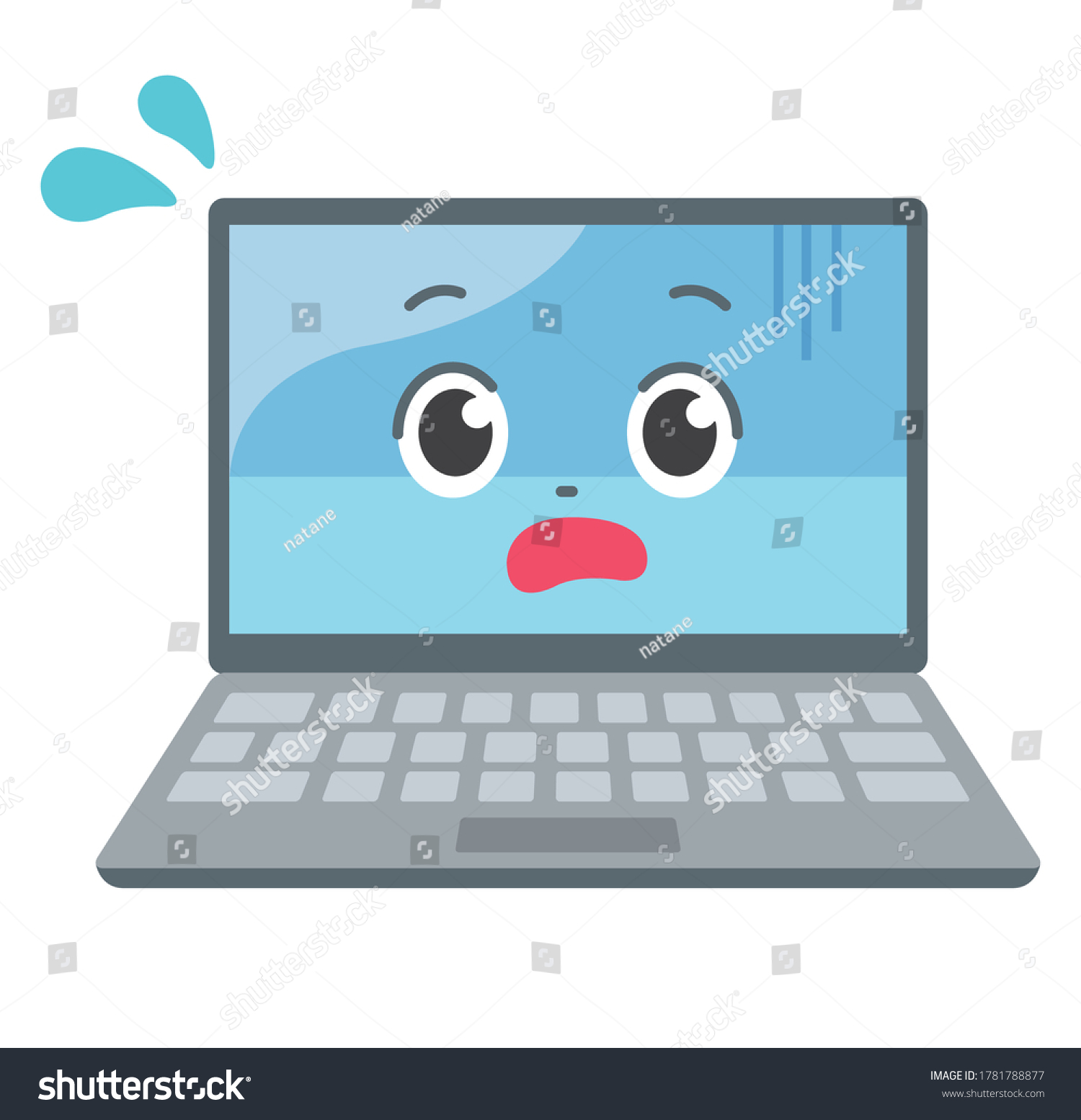 Laptop Computer Character Facing Front Illustration Stock Vector ...