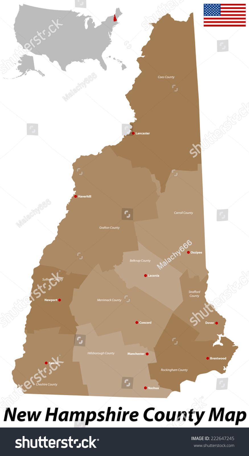 Large Detailed Map State New Hampshire Stock Vector (royalty Free 