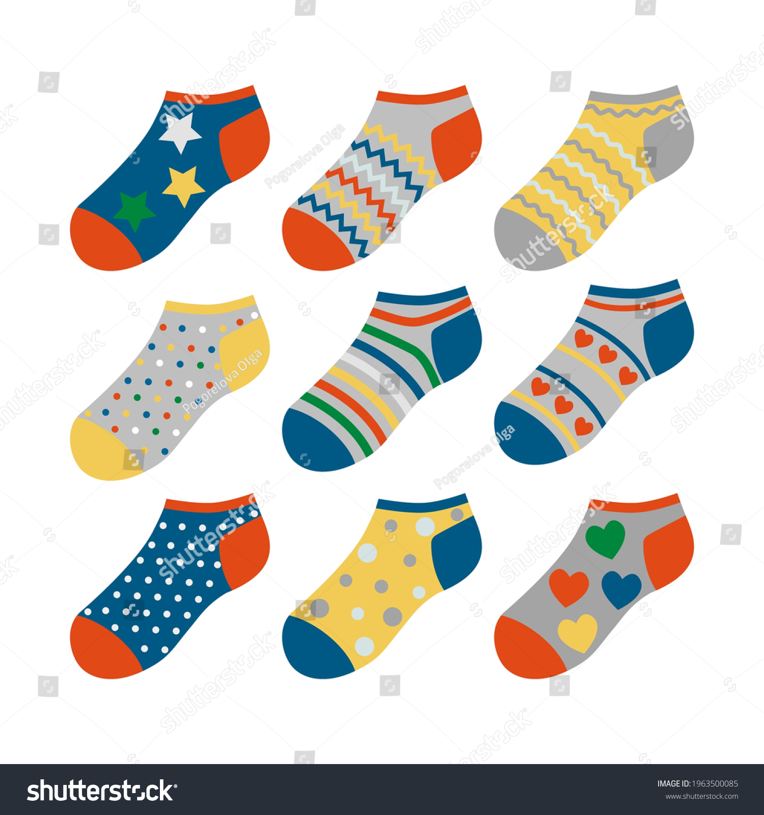 Large Set Colored Socks Various Patterns Stock Vector (Royalty Free ...