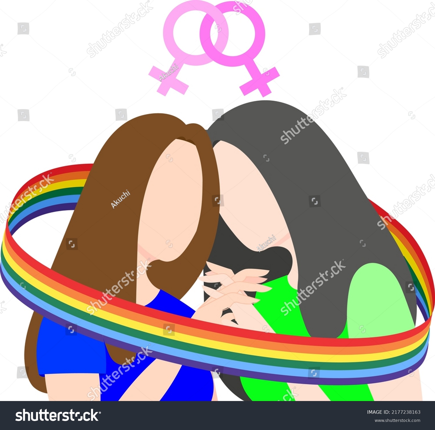 Lesbian Couple Love Holds Hands Wrapped Stock Vector Royalty Free