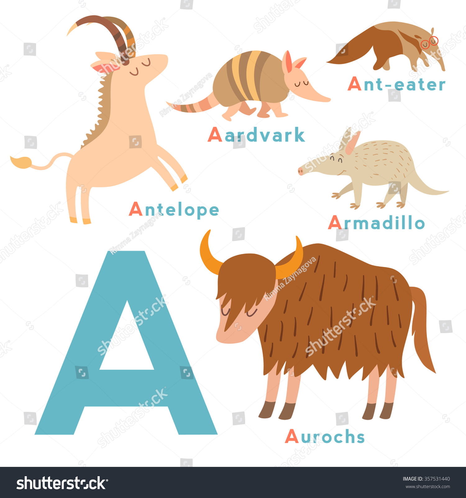 Letter Animals Set English Alphabet Vector Stock Vector (Royalty Free ...