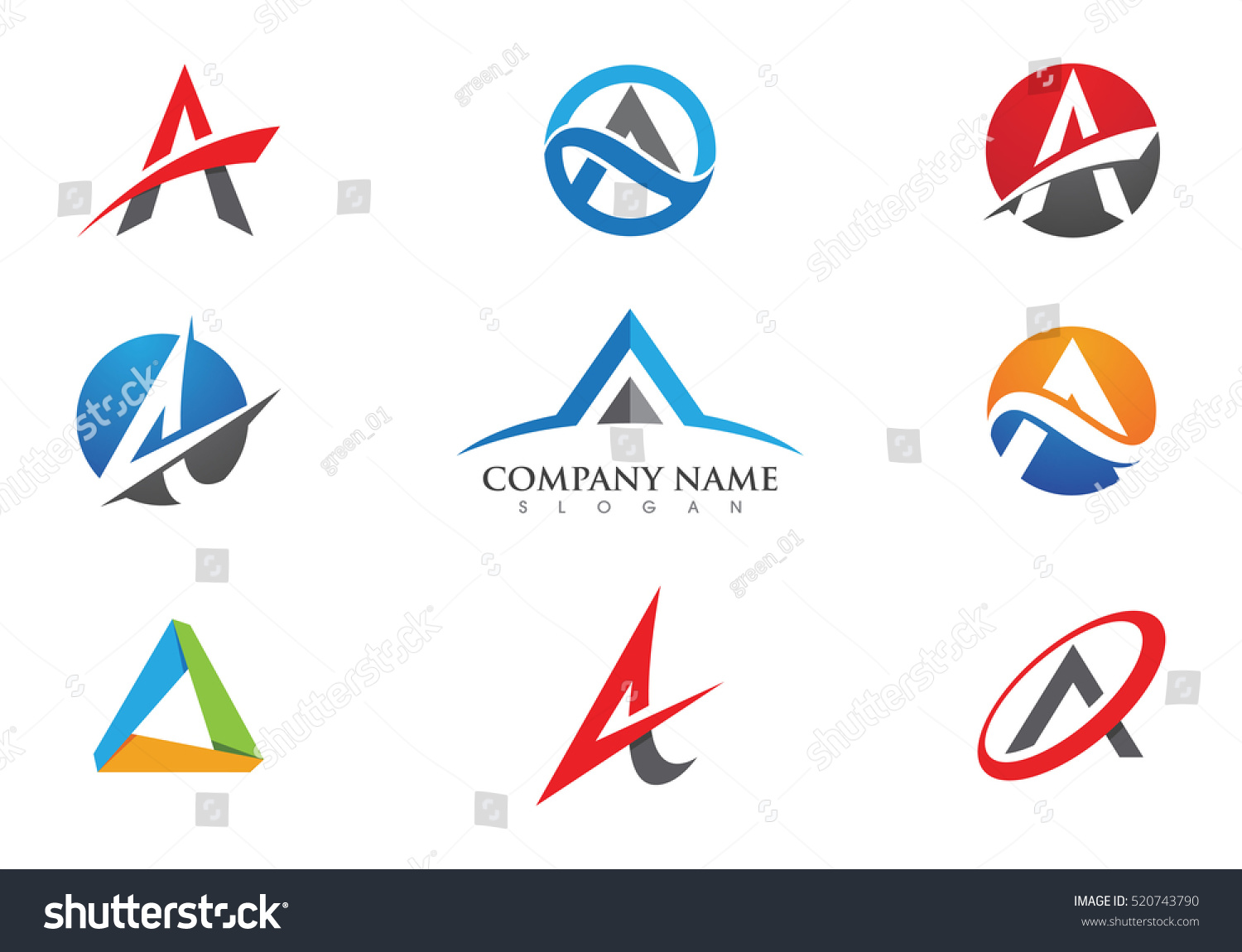 A Letter Logo Business Template Vector Icon - 520743790 : Shutterstock