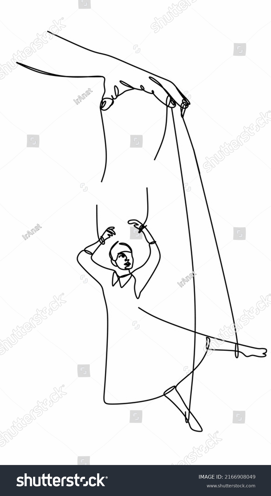 Linear Drawing Hand Manipulation Silhouette Woman Stock Vector (Royalty ...