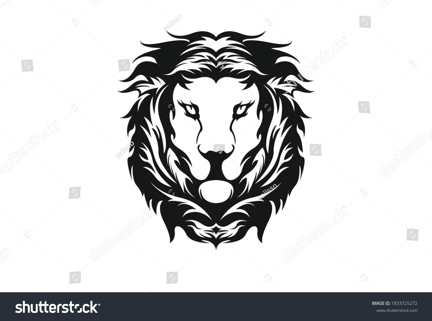 Lion Head Logo Black White This Stock Vector (Royalty Free) 1833725272