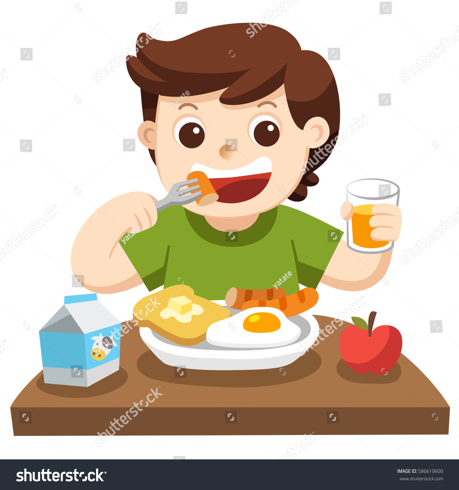 Imagenes De Have Breakfast : Smiling Brunettte Girl Having Breakfast