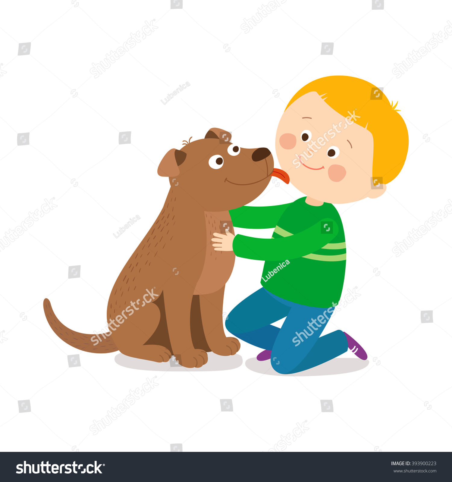 Little Dog Licking Boys Cheek Best Stock Vector 393900223 - Shutterstock