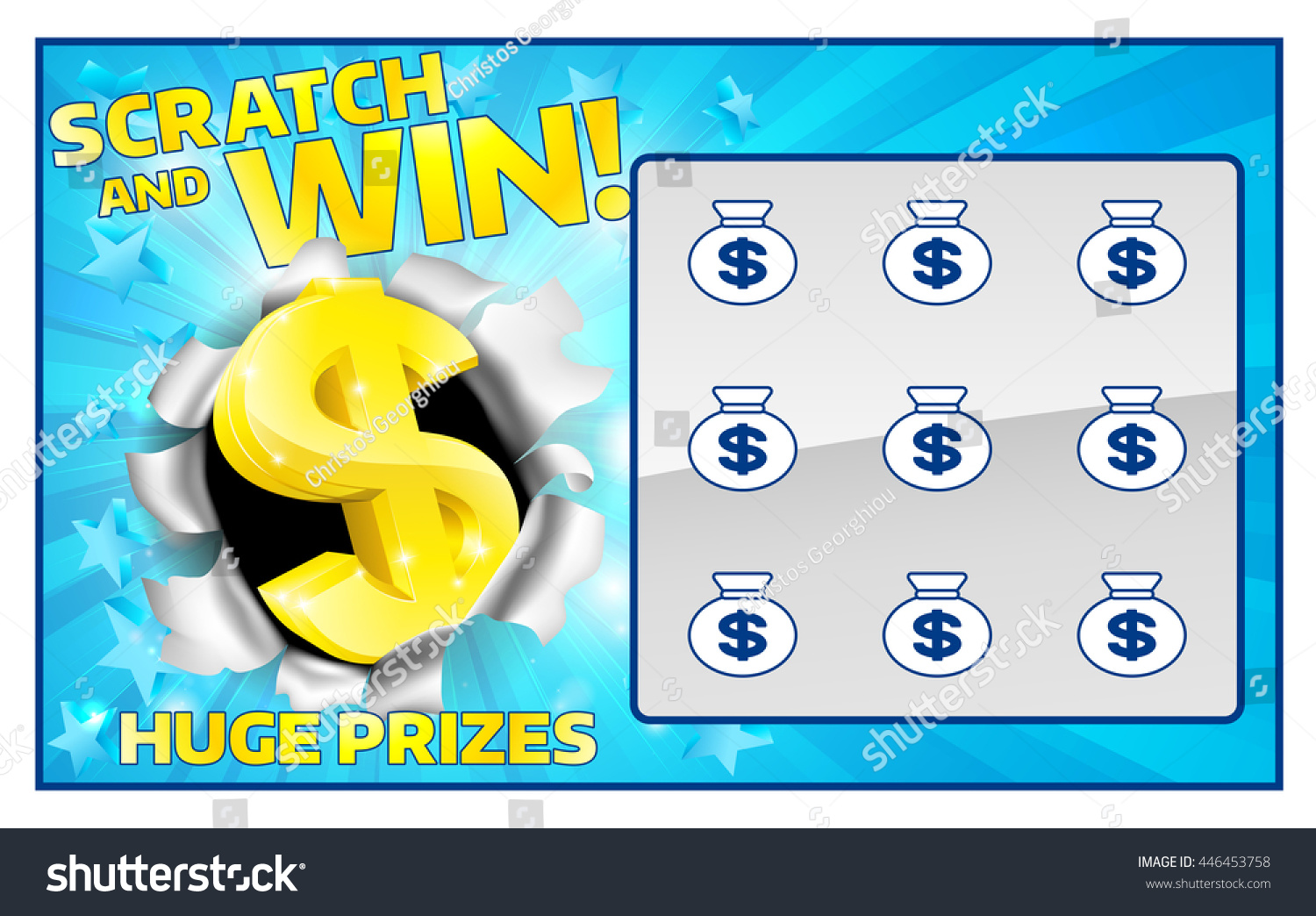 Lottery Instant Scratch Win Scratchcard Stock Vector (Royalty Free