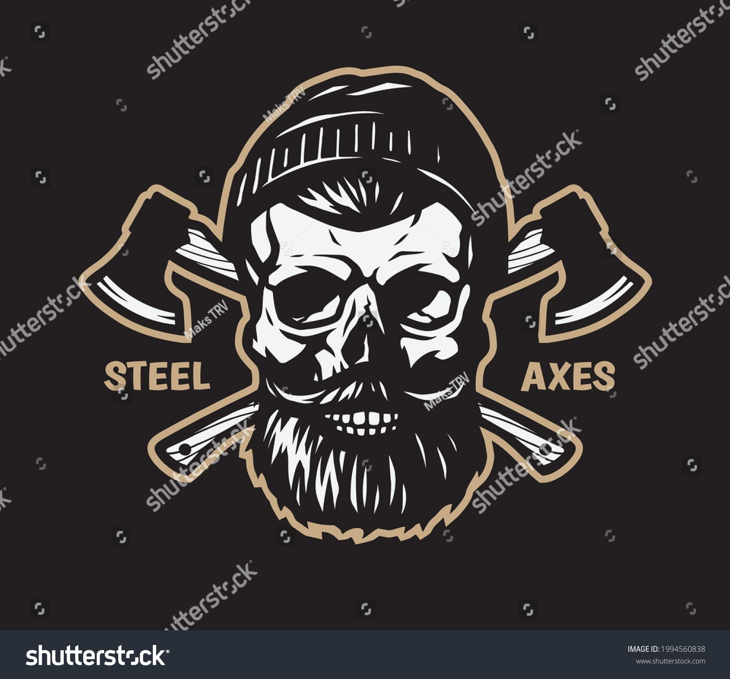 Lumberjack Skull Beard Hat Two Axes Stock Vector (Royalty Free ...