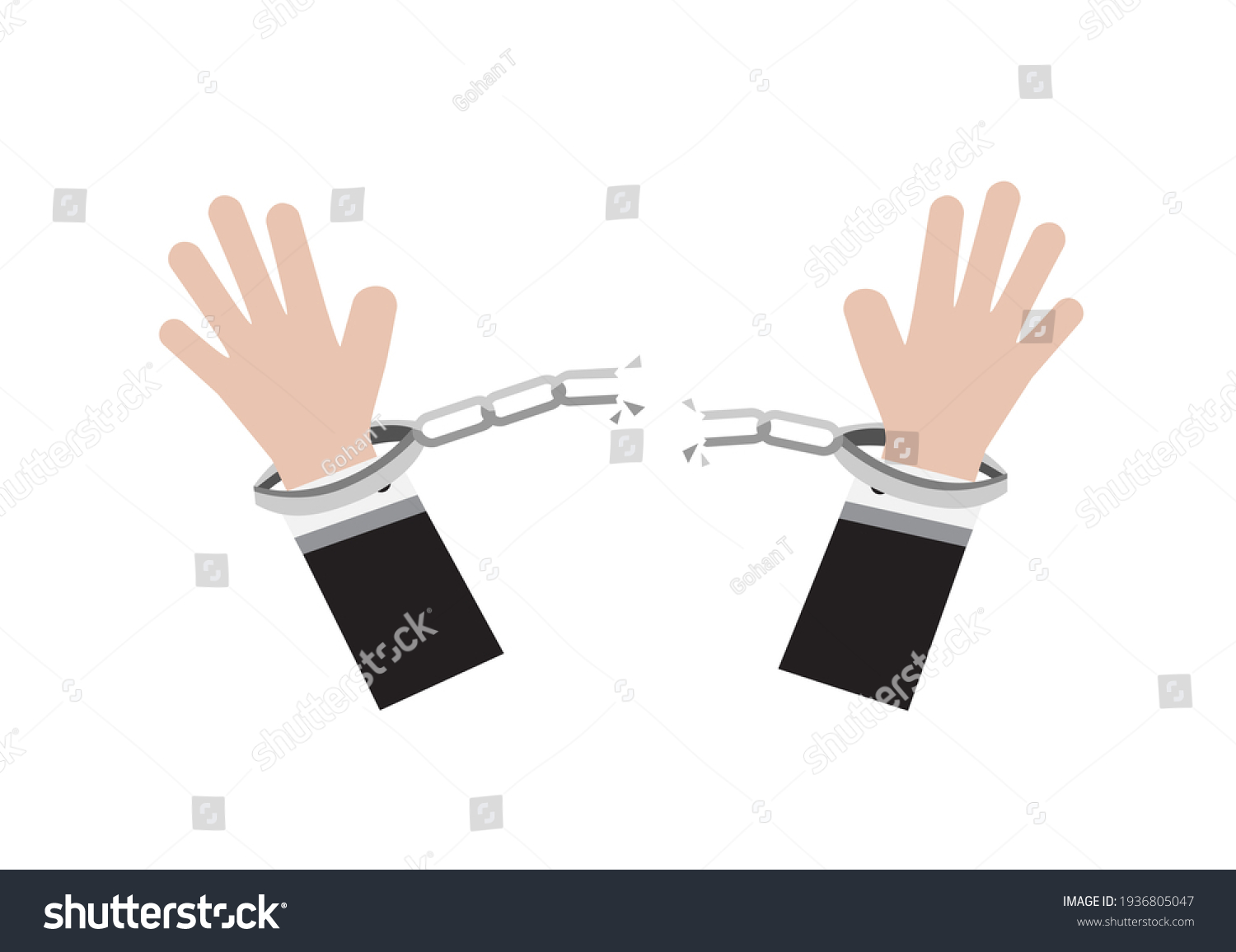 Man Breaking Shackle Handcuff Freedom Vector Stock Vector (Royalty Free ...