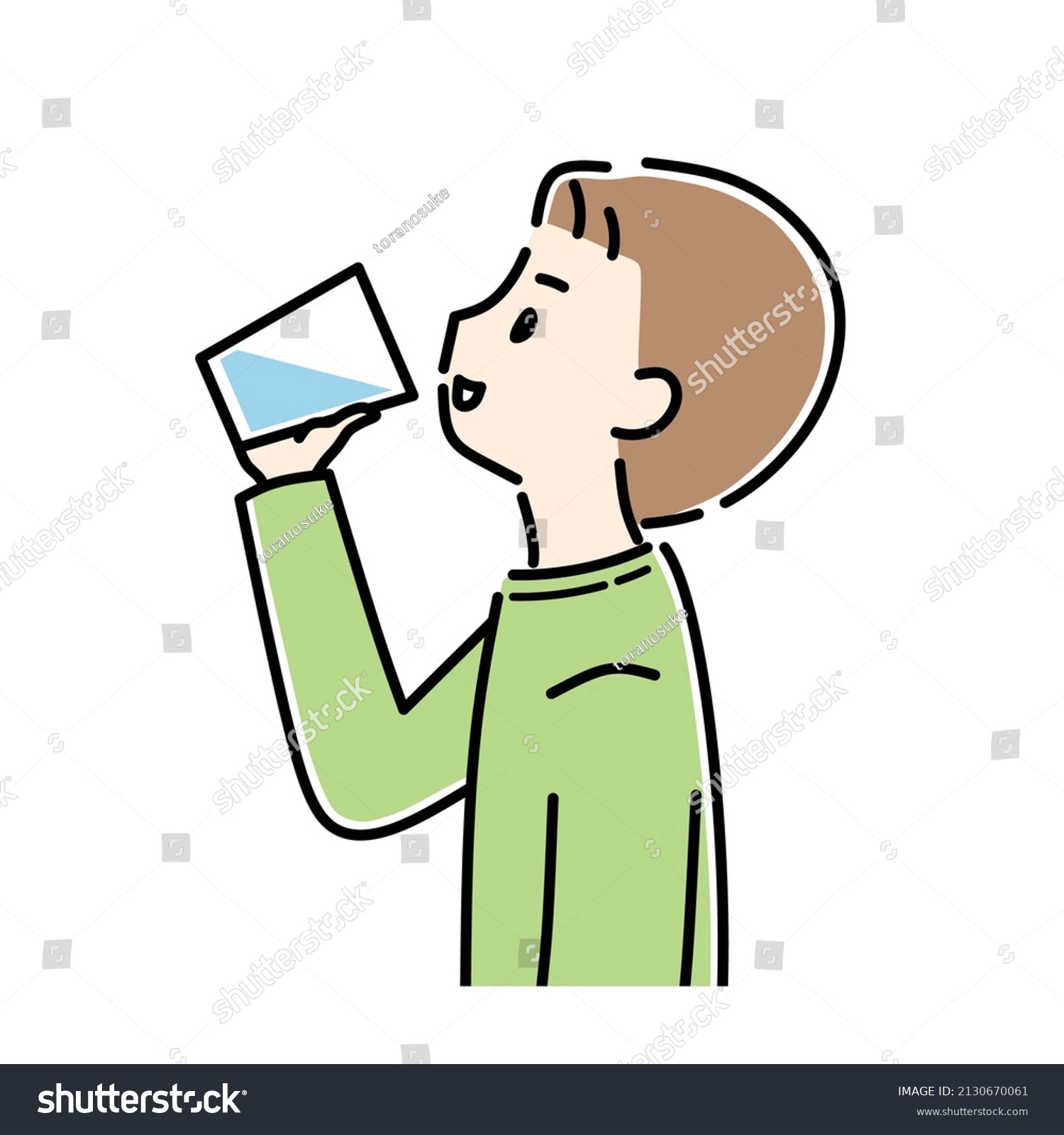 Man Drinking Water Glass Stock Vector Royalty Free 2130670061 Shutterstock 1214