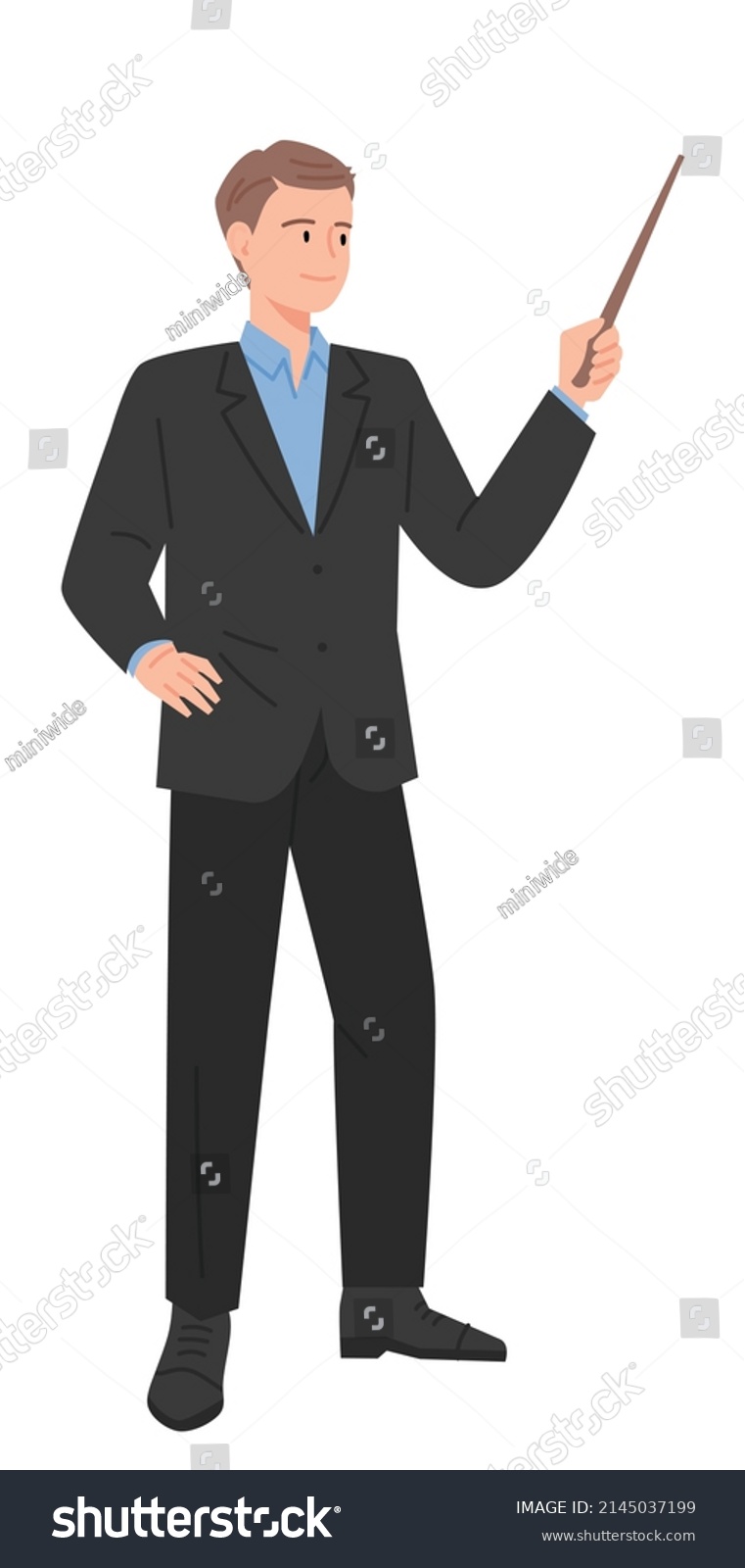 Man Suit Holding Stick Giving Explanation Stock Vector (Royalty Free ...