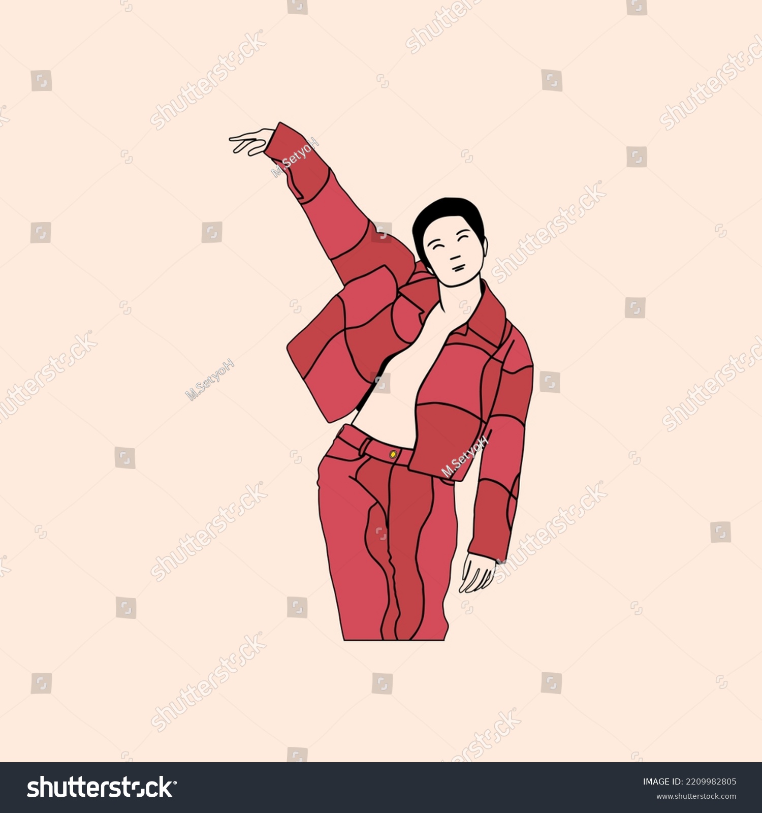 SVG of A man is posing in a pink shirt and pants svg