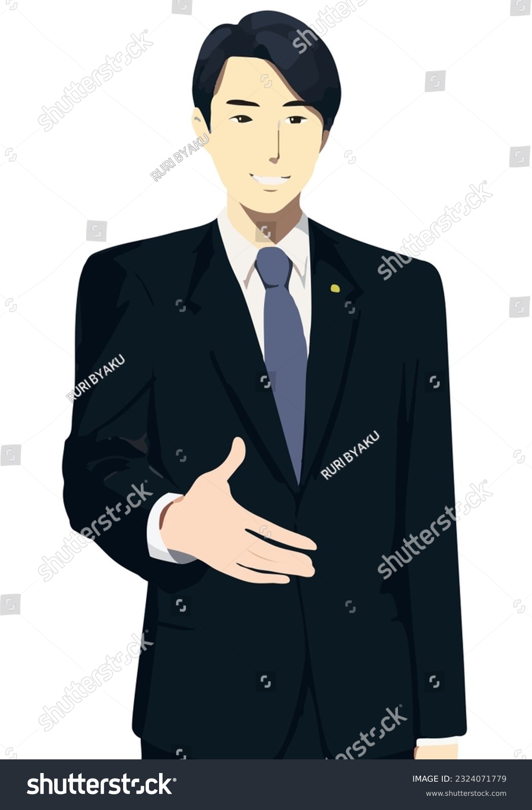 SVG of A man lawyer asks for a handshake flat color illustration, vector svg