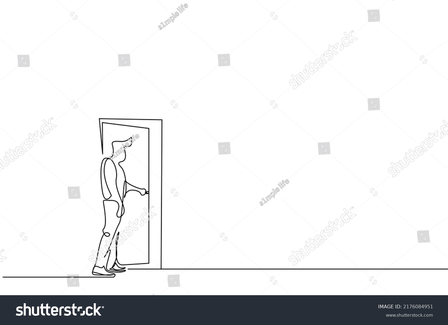 Man Opens Door Looks Stock Vector Royalty Free 2176084951 Shutterstock 4474