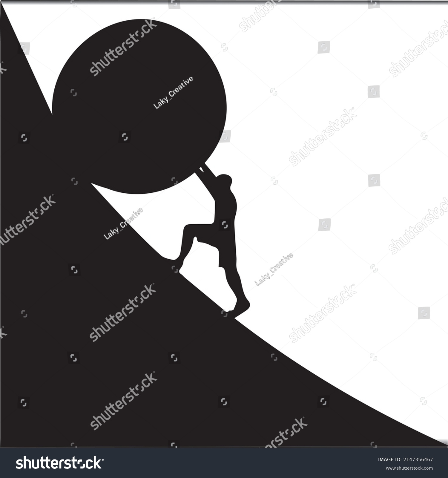 Man Pushes Big Rock Hill Vector Stock Vector (Royalty Free) 2147356467 ...