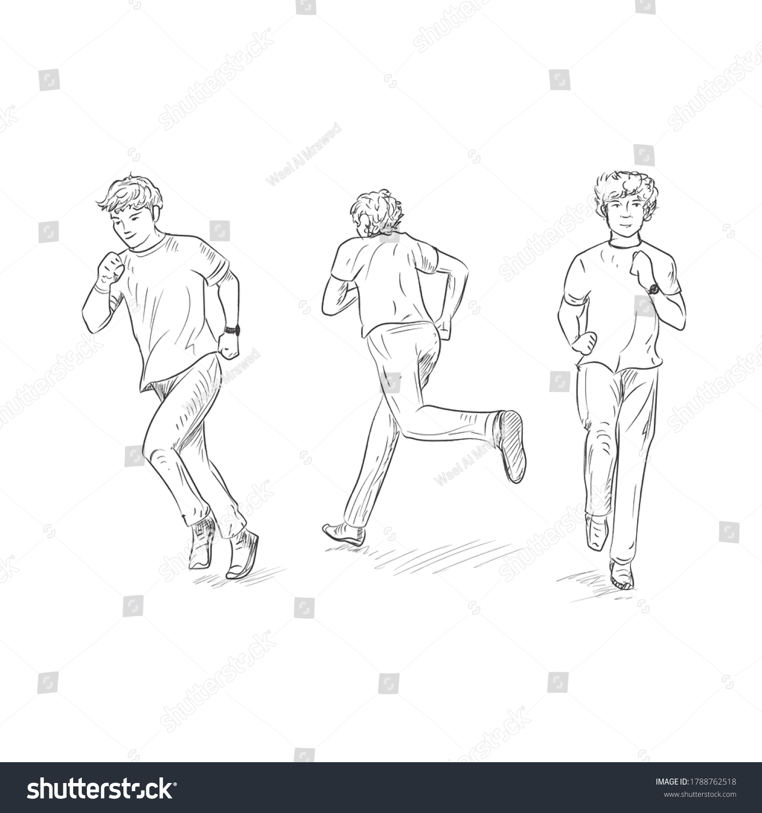 Man Running Different Angles View Stock Vector (Royalty Free