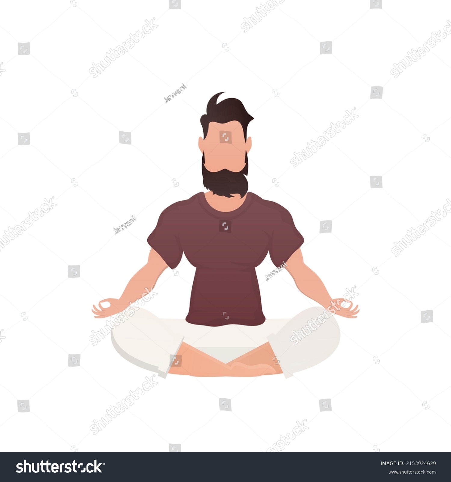 Man Sits Meditates Isolated Cartoon Style Stock Vector (Royalty Free ...