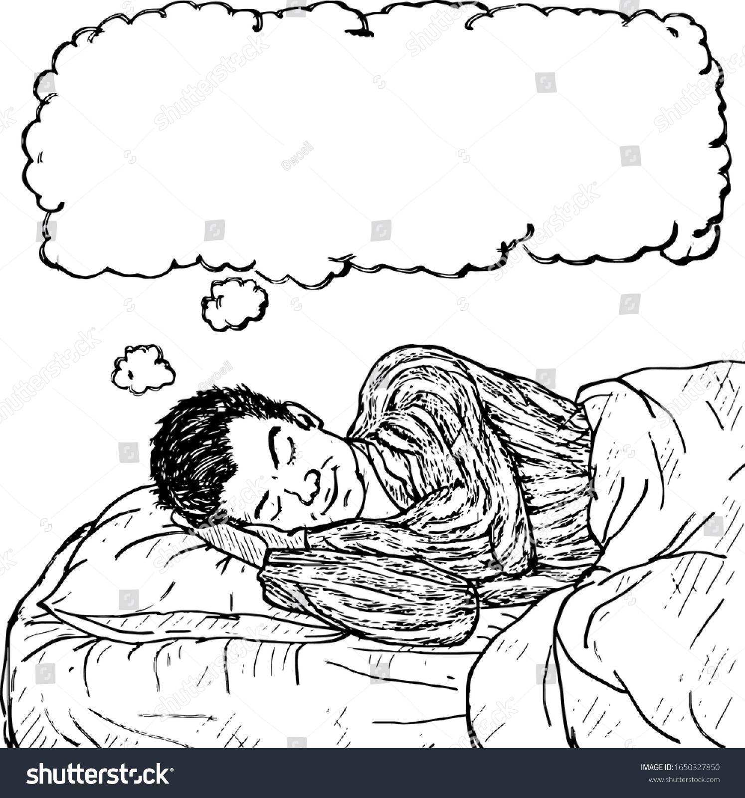 Man Sleeping His Bed Blank Empty Stock Vector (Royalty Free) 1650327850 ...