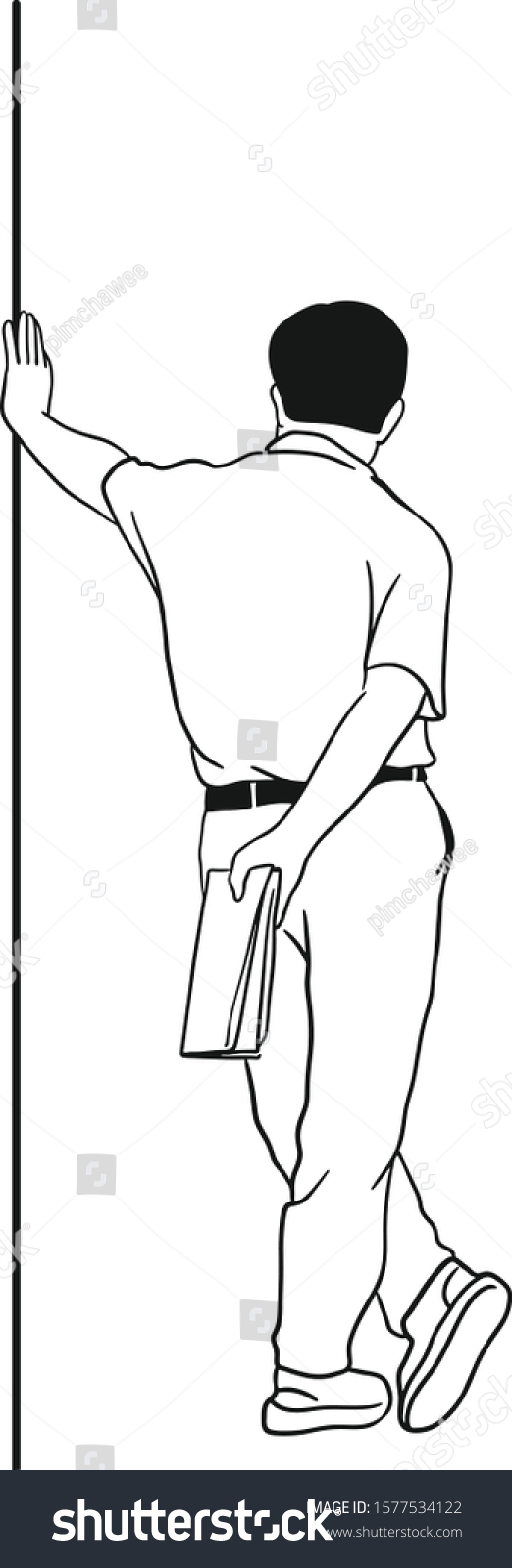 Man Standing Crossing Legs While His Stock Vector Royalty Free 1577534122 shutterstock