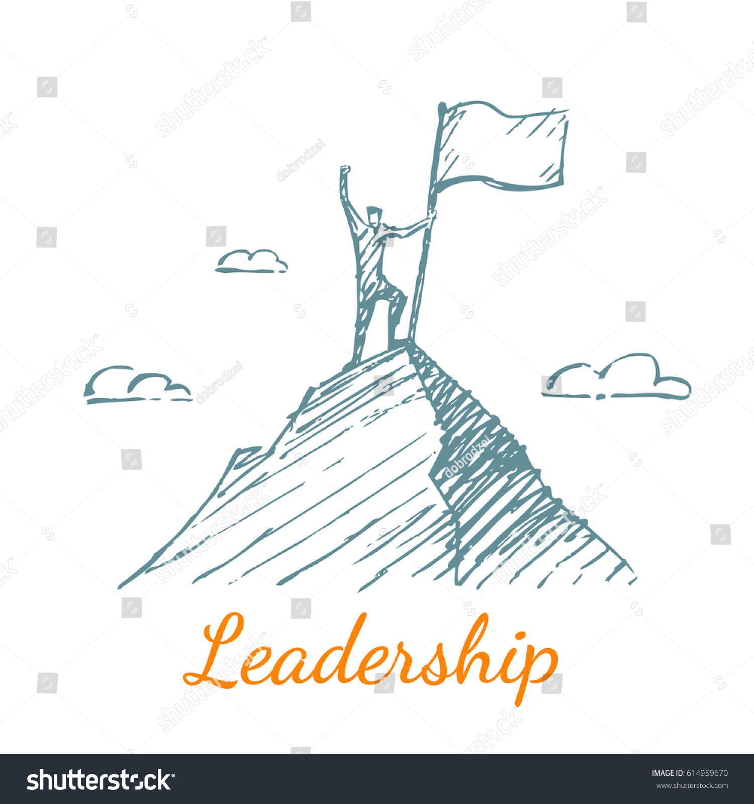 Man Stands On Top Mountain Man Stock Vector (Royalty Free) 614959670