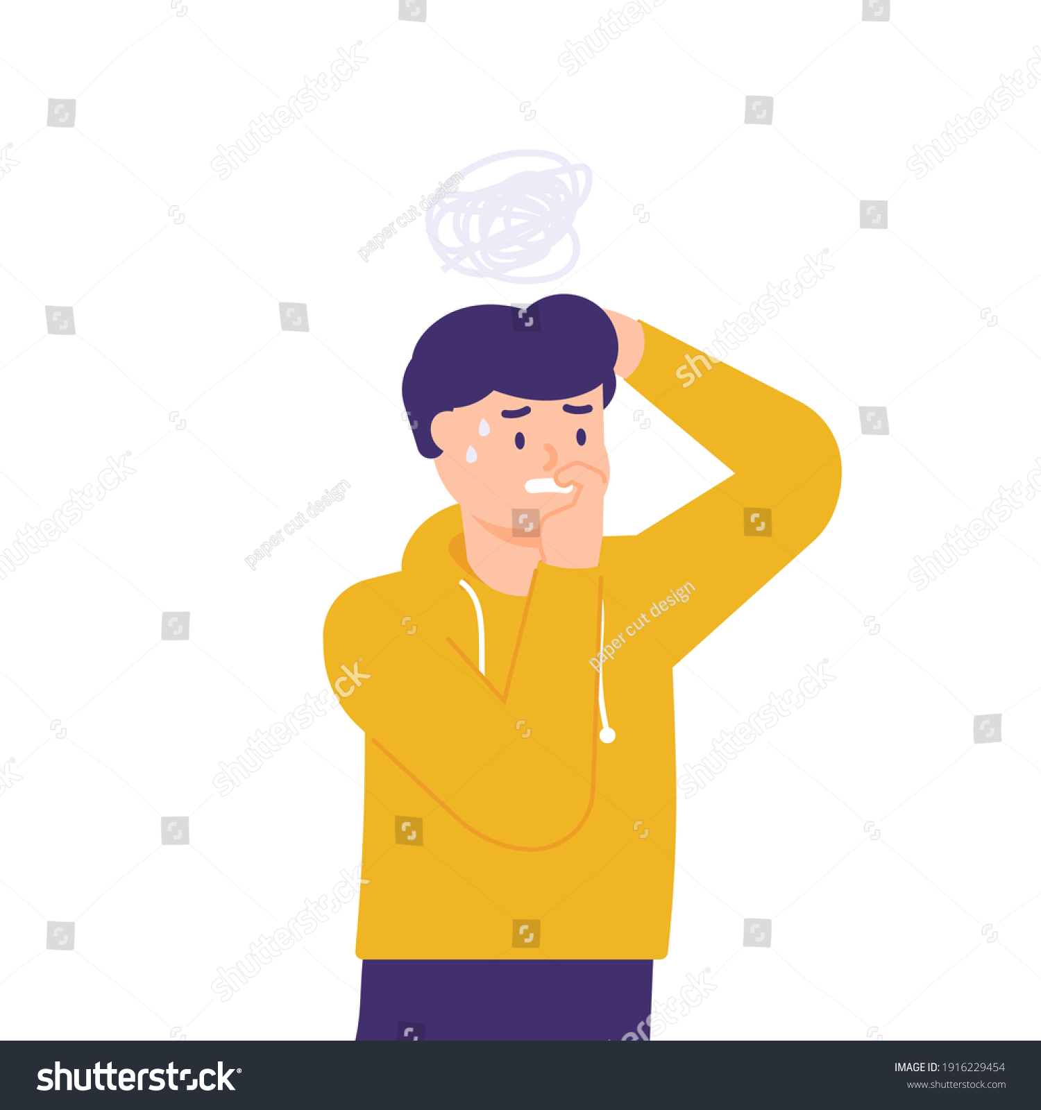 Man Who Worried Afraid Stressed Anxious Stock Vector (Royalty Free ...