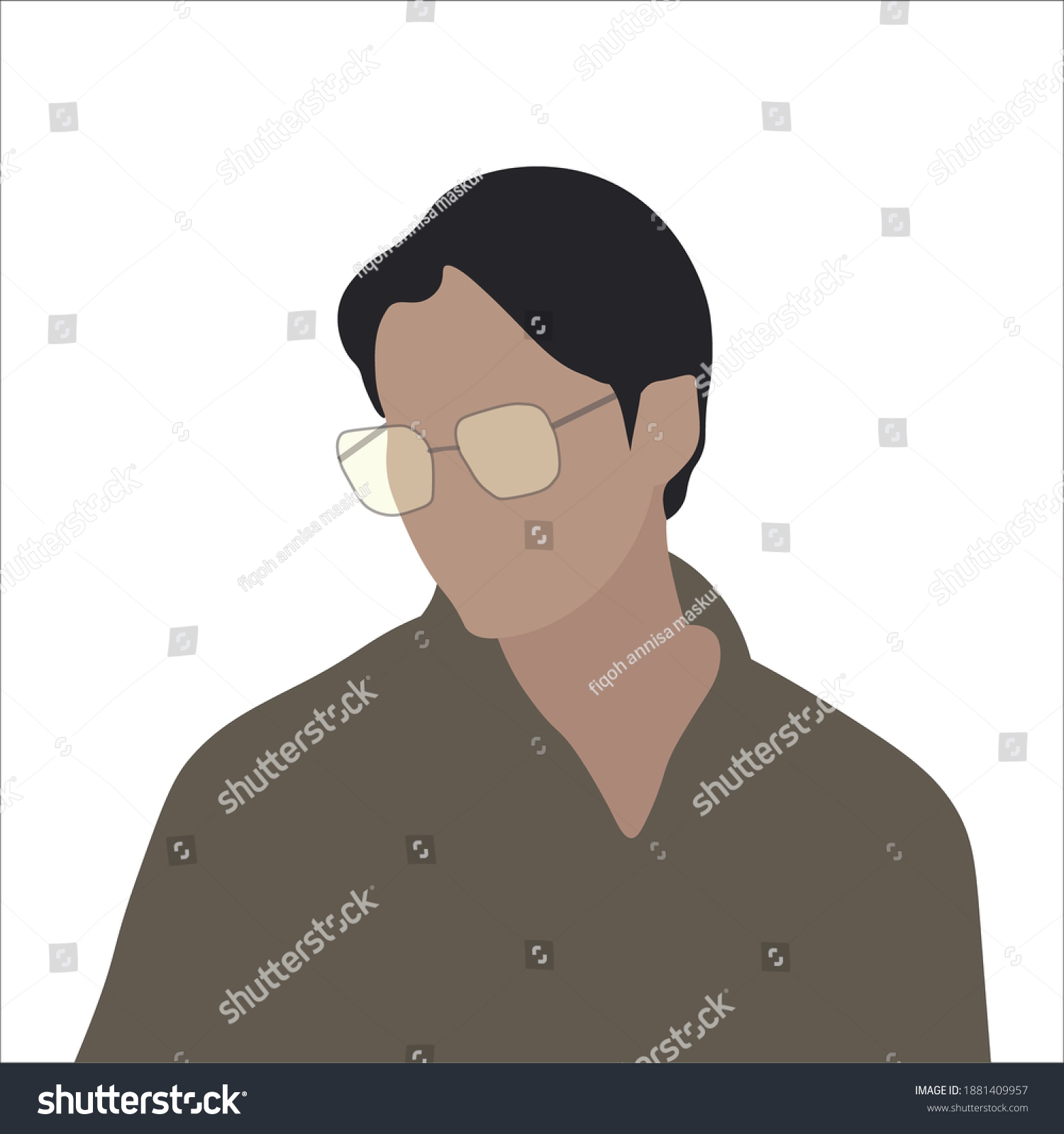 SVG of a man with black hair wearing glasses  svg