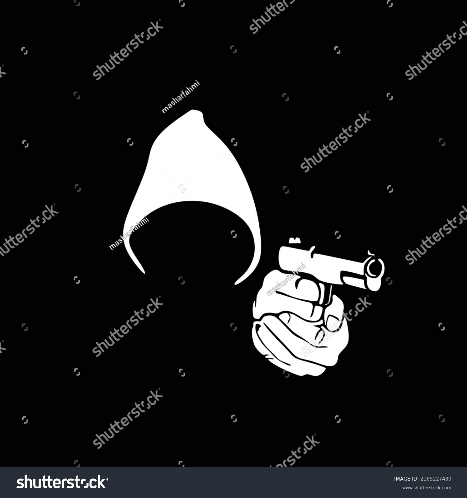 Man Gun Logo White Silhouette Stranger Stock Vector (Royalty Free ...