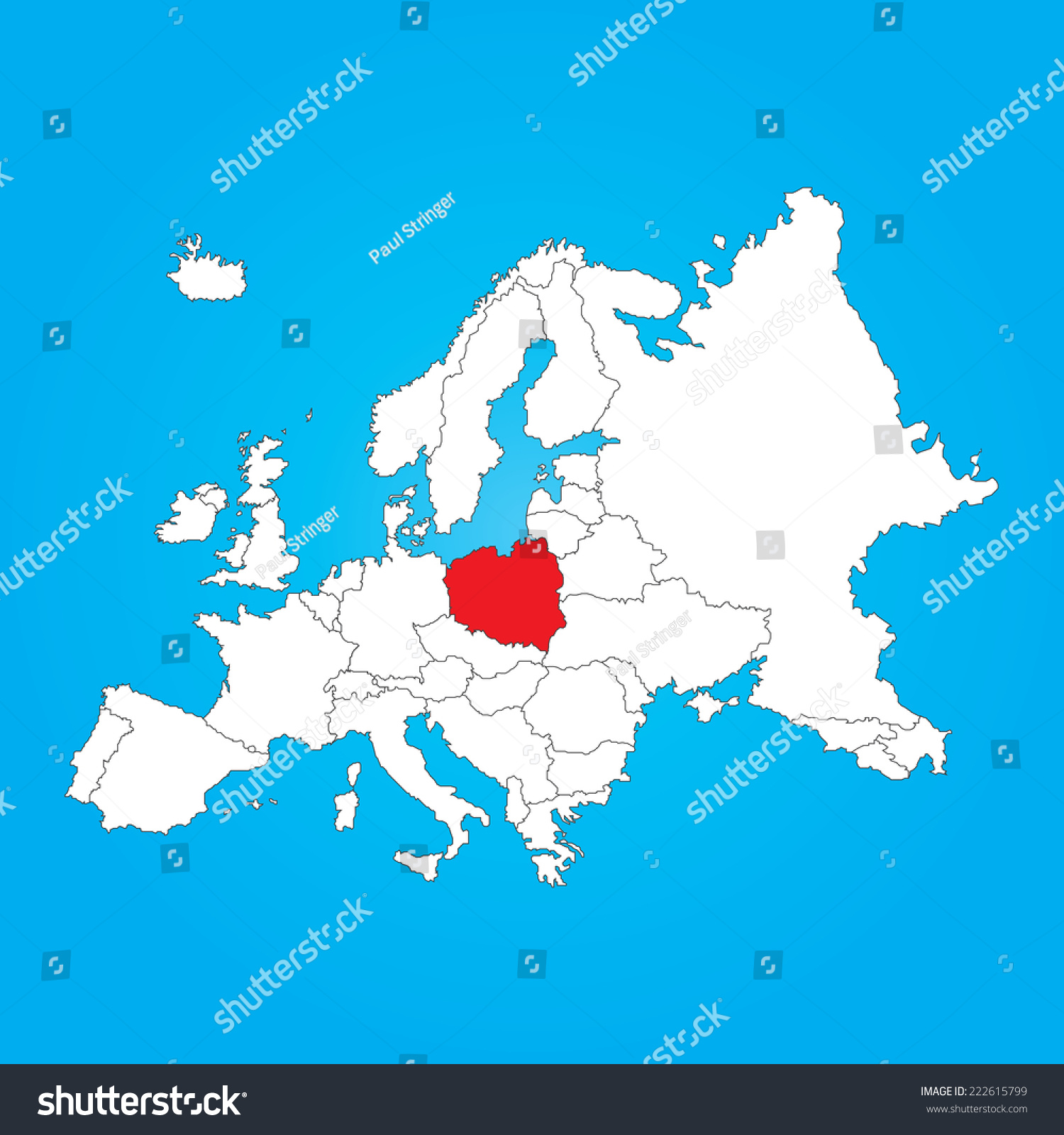 Map Europe Selected Country Poland Stock Vector Royalty Free