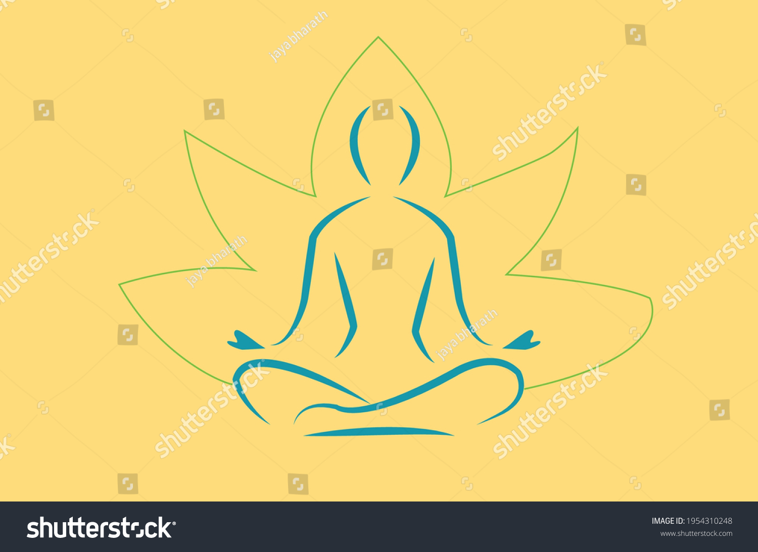 Meditation Line Art Vector Stock Vector (Royalty Free) 1954310248 ...