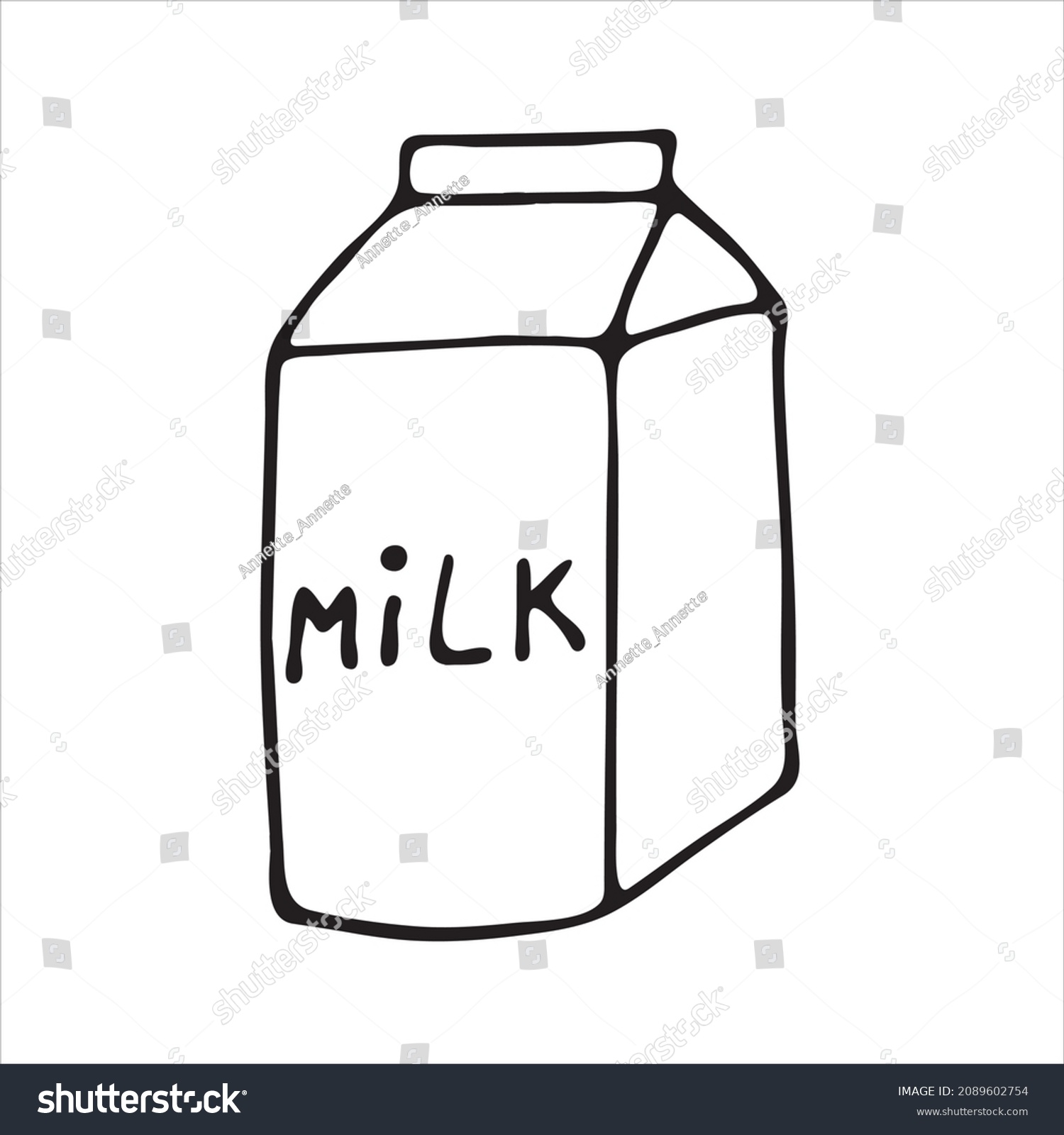 Milk Carton Doodle Style Cooking Kitchen Stock Vector (Royalty Free ...