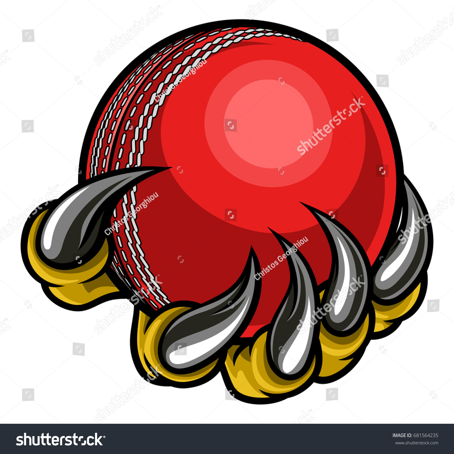 Monster Animal Claw Holding Cricket Ball Stock Vector Royalty Free