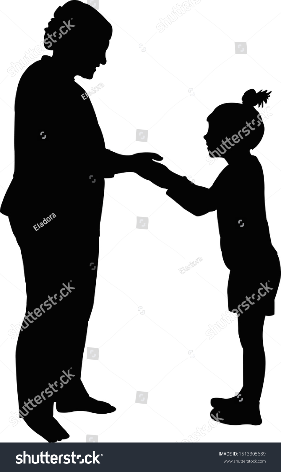 Mother Daughter Playing Together Silhouette Vector Stock Vector ...