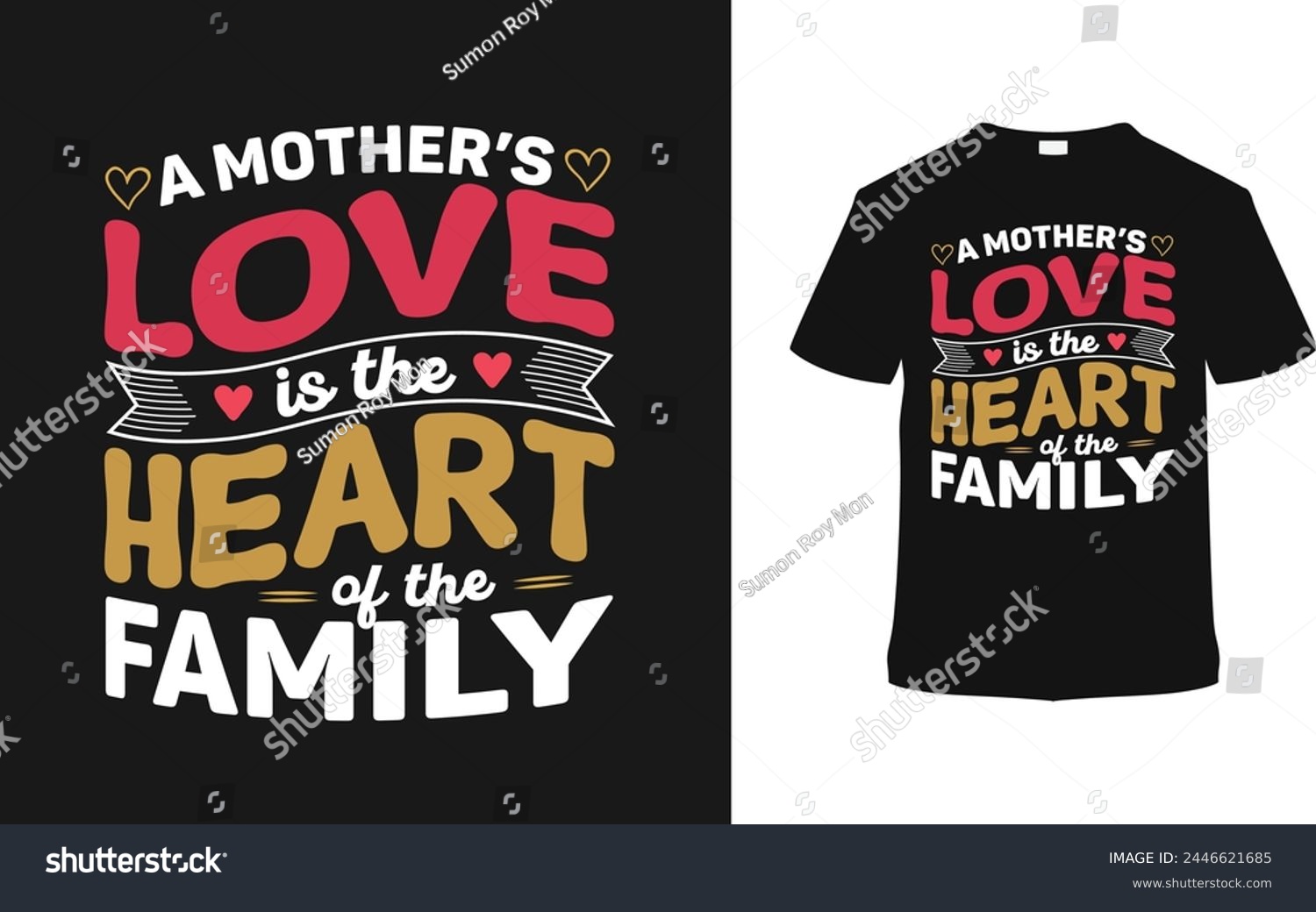 SVG of A Mother's Love Is The Heart Of The Family. Mother's day t shirt design, vector illustration, graphic template, print on demand, typography, vintage, eps 10, textile fabrics, retro style, element, tee svg