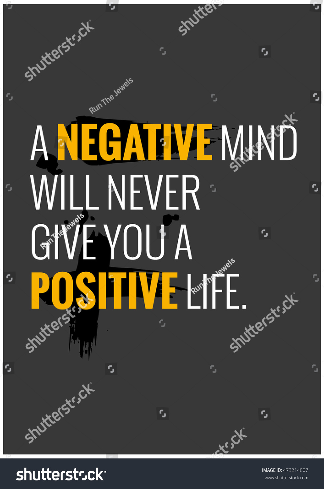 A negative mind will never give you a positive life Motivational Quote Vector Poster