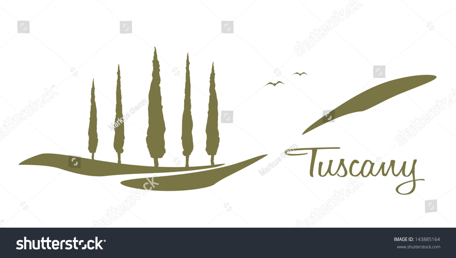 SVG of A nice Tuscany graphic with some trees and the text Tuscany svg
