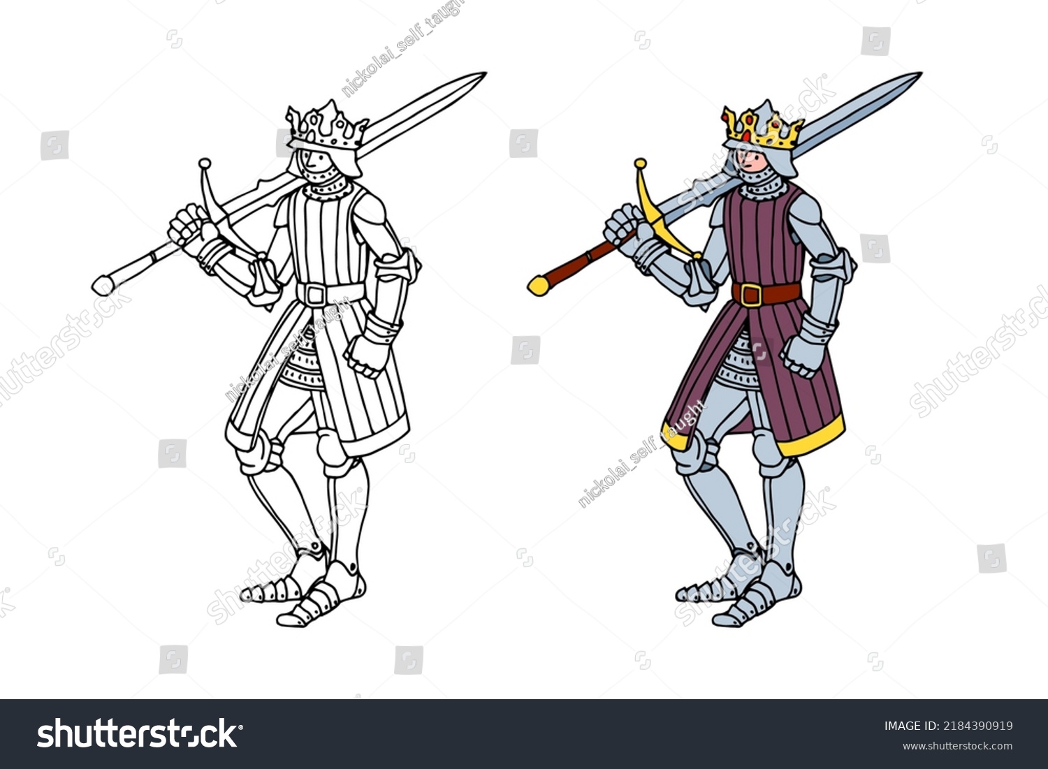 Noble Knight Twohanded Sword Royal Medieval Stock Vector (Royalty Free ...