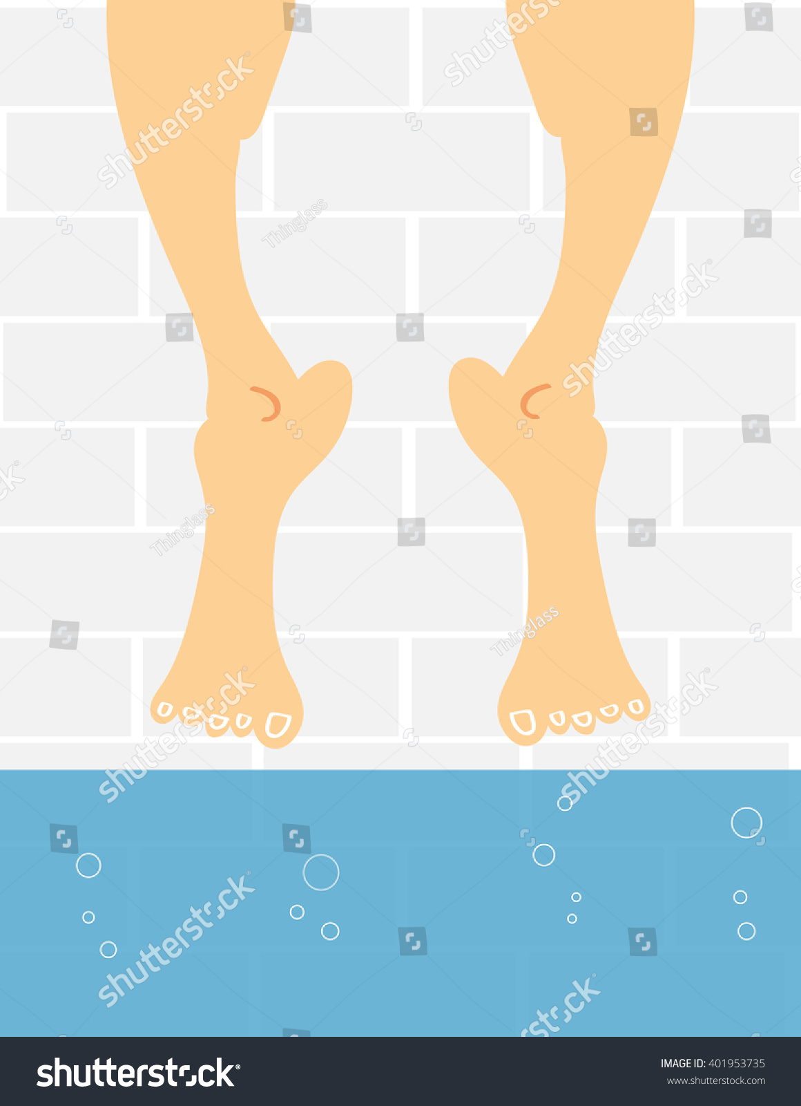 SVG of A pair of male or female feet dangling above the water in a swimming pool as if the person is afraid to take the plunge and get their feet wet svg