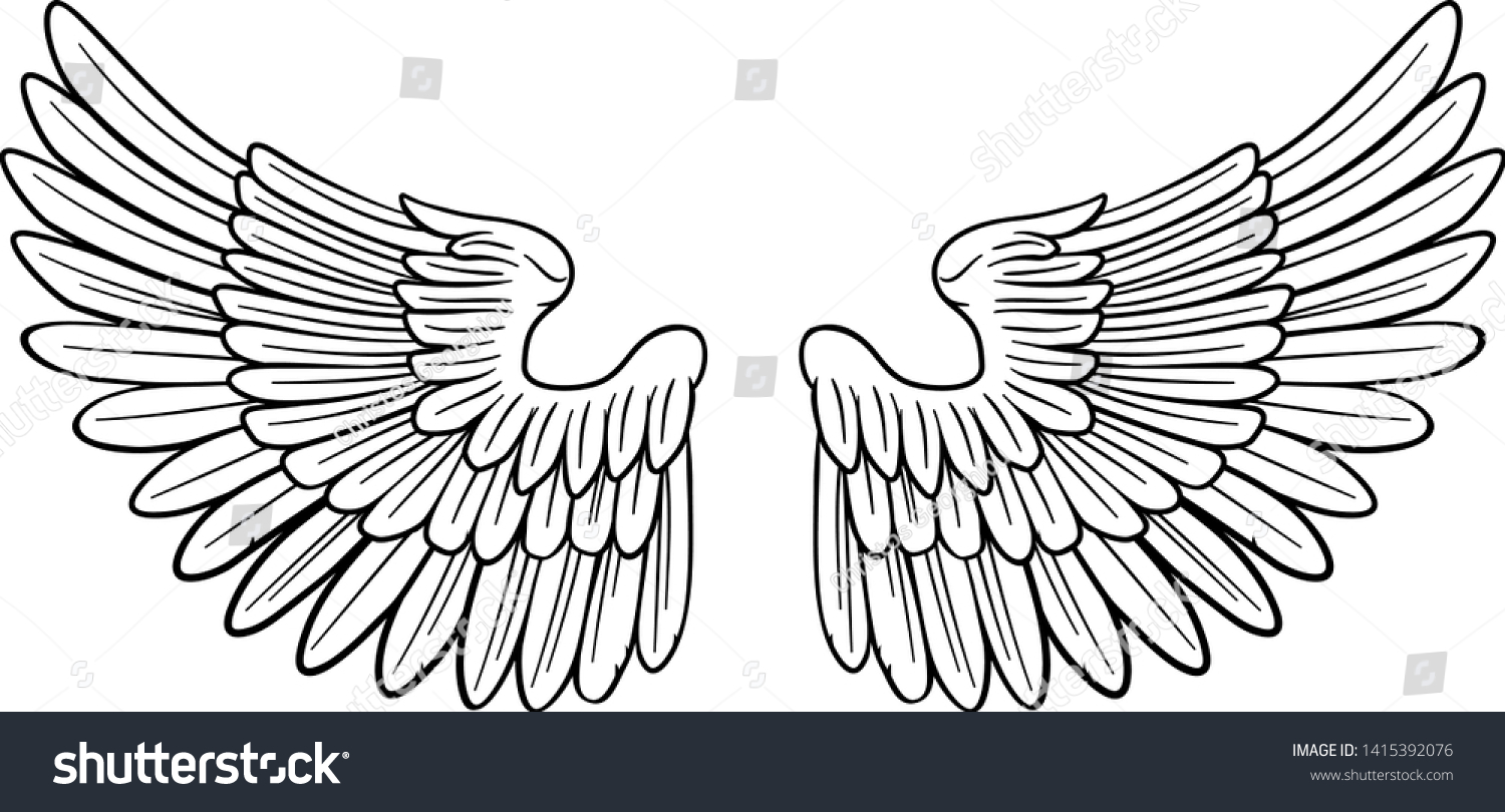 Pair Wings Possibly Belonging Angel Eagle: vector de stock (libre de