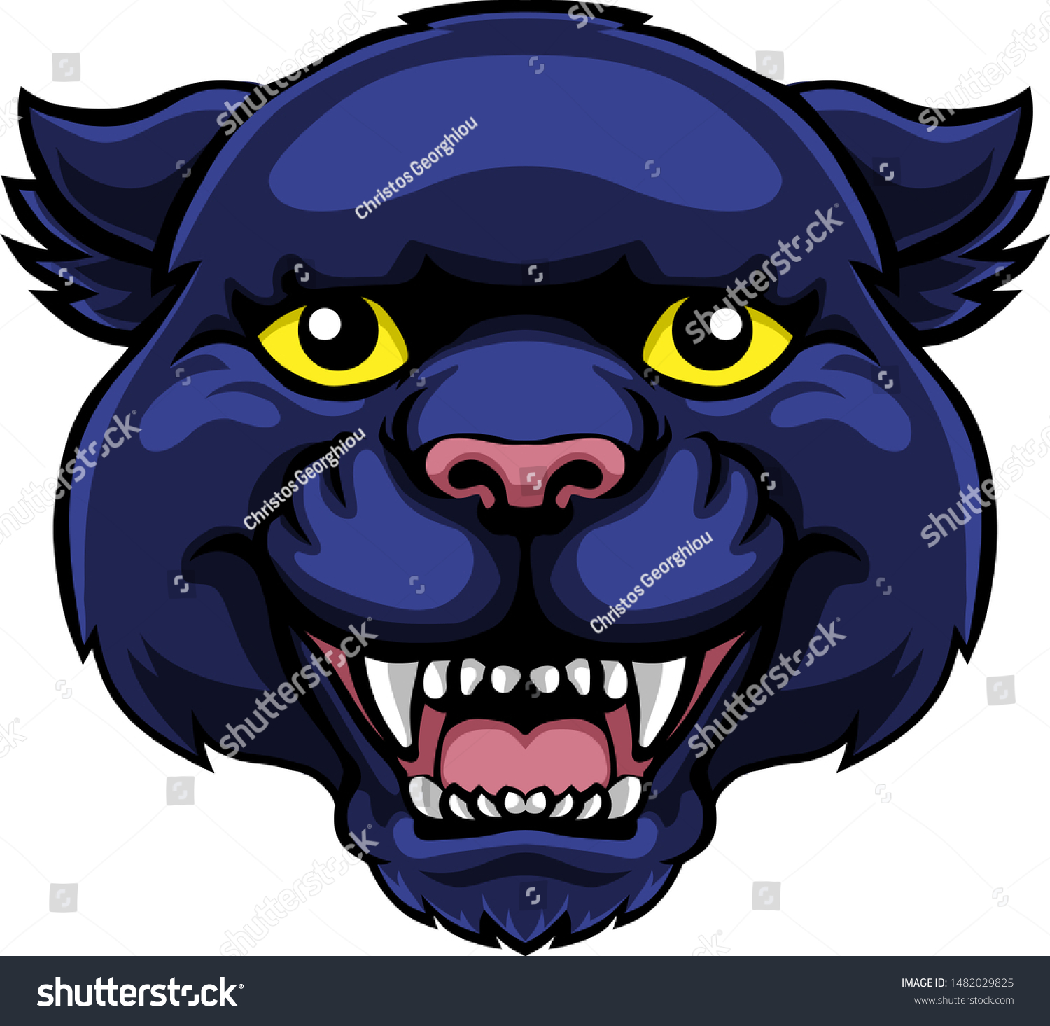 Panther Mascot Friendly Cute Happy Animal Stock Vector (Royalty Free ...