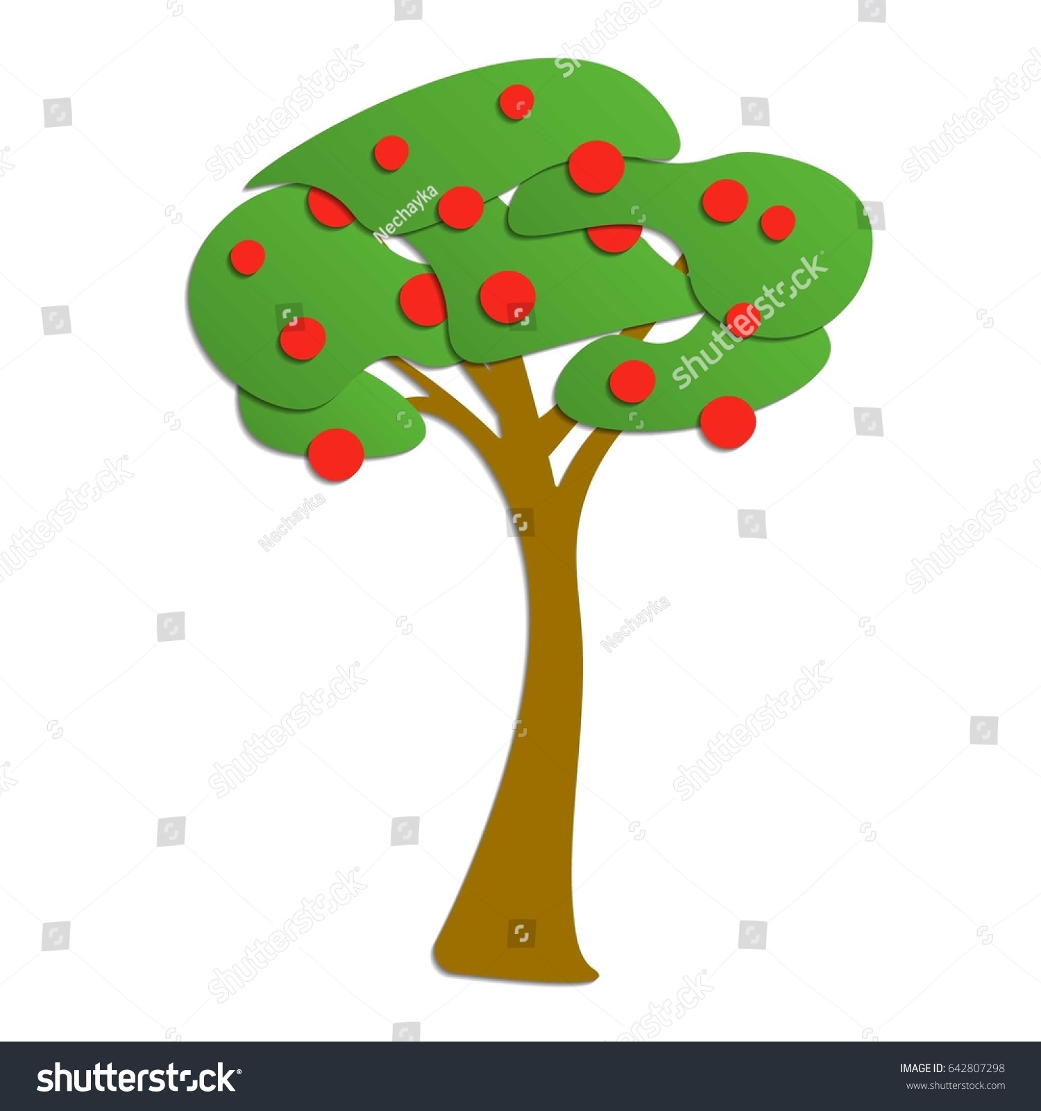 Paper Art Vector Apple Tree Cartoon Stock Vector Royalty Free