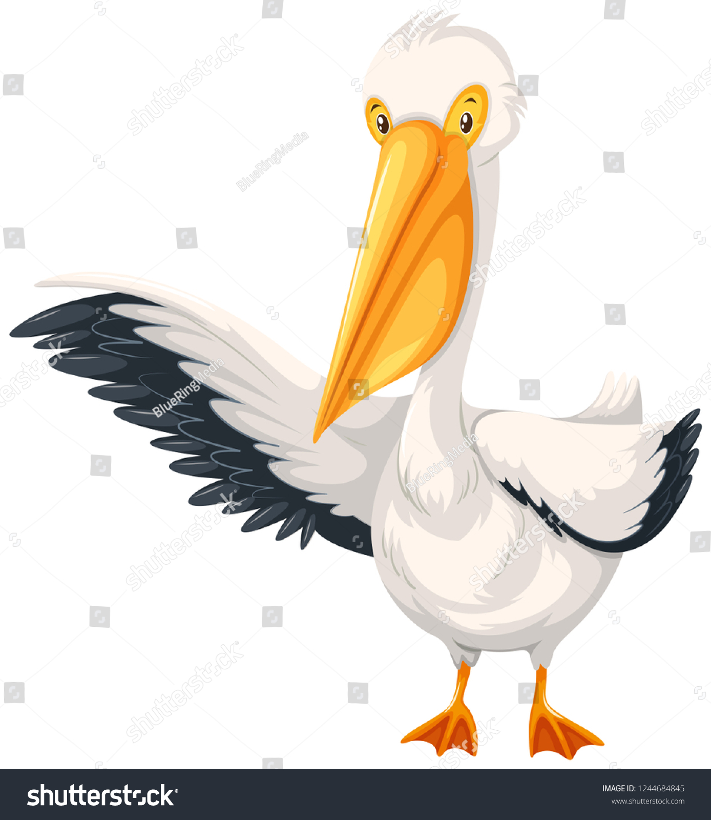 Pelican Character On White Background Illustration Stock Vector ...