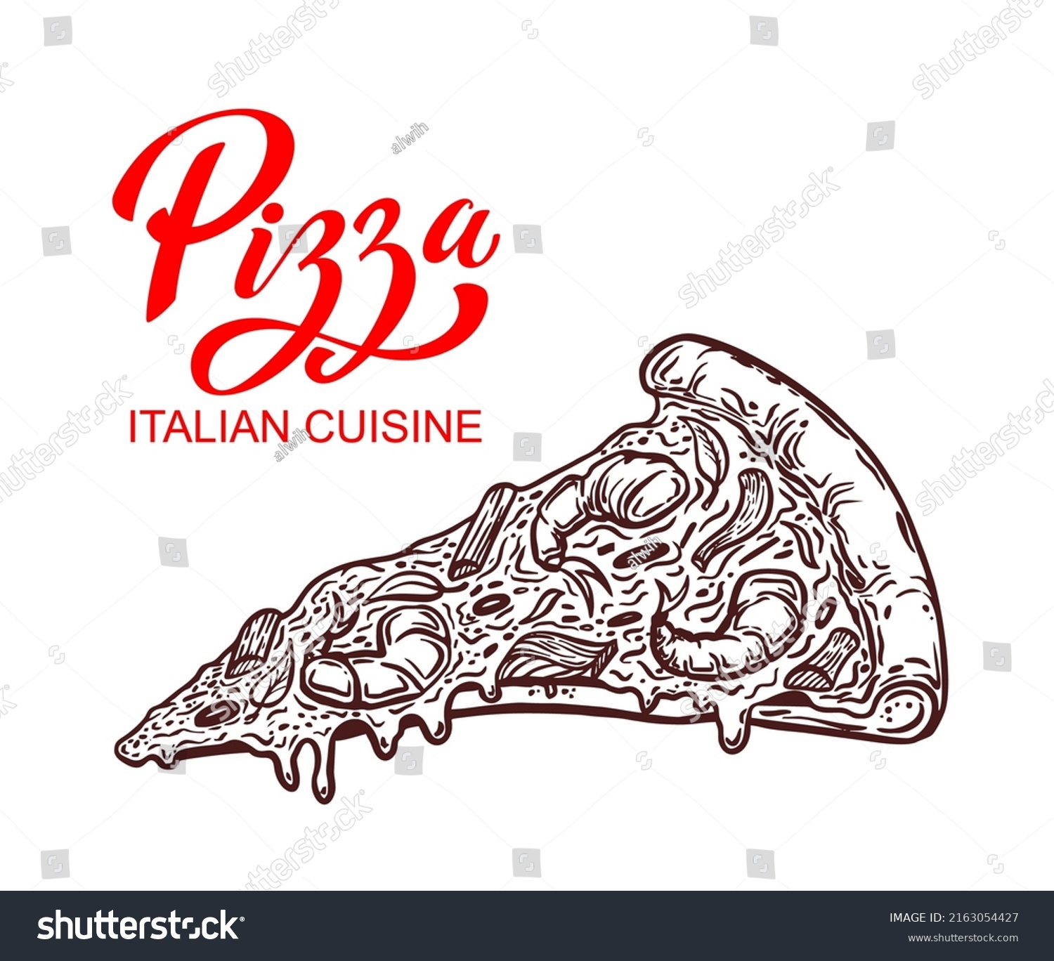 Piece Pizza Italian Food Menu Design Stock Vector (Royalty Free ...